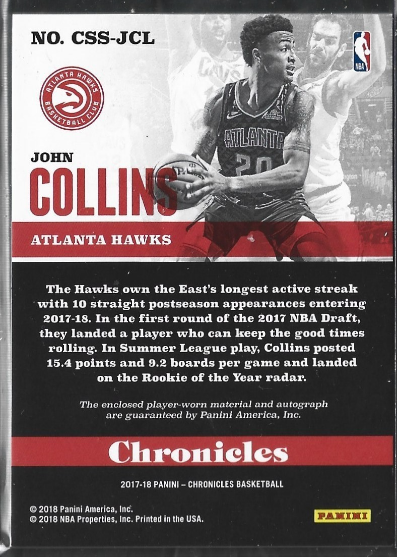 John Collins Chronicles RC GU Auto /199