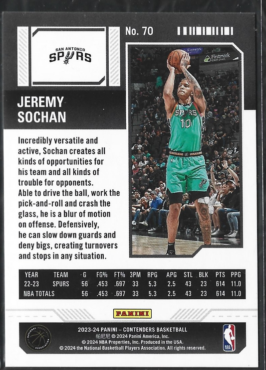 Jeremy Sochan Playoff Ticket /249