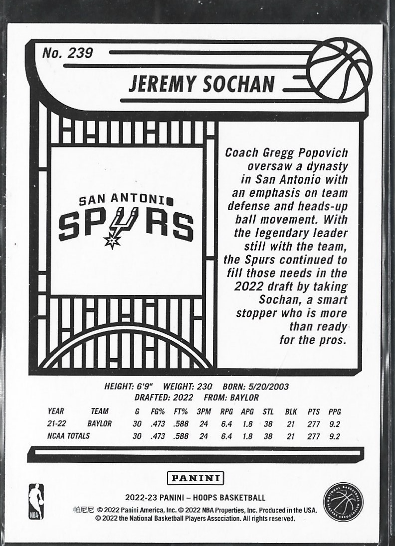 Jeremy Sochan Hoops Blue Foil RC