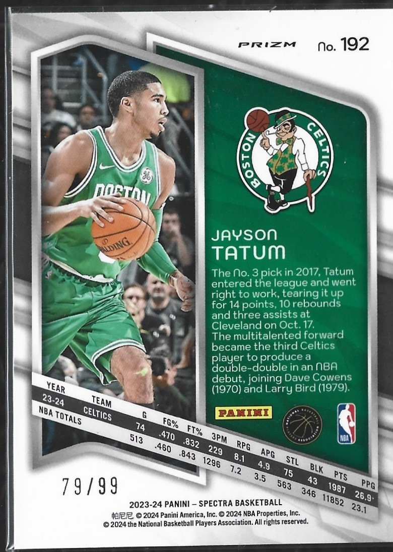 Jayson Tatum Spectracular Debut /99