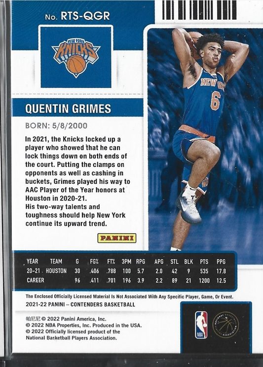 Quentin Grimes Rookie Ticket