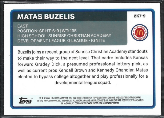 Matas Buzelis McDonalds All American Refractor