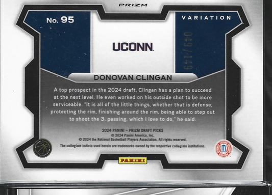 Donovan Clingan Prizm Purple Ice /149