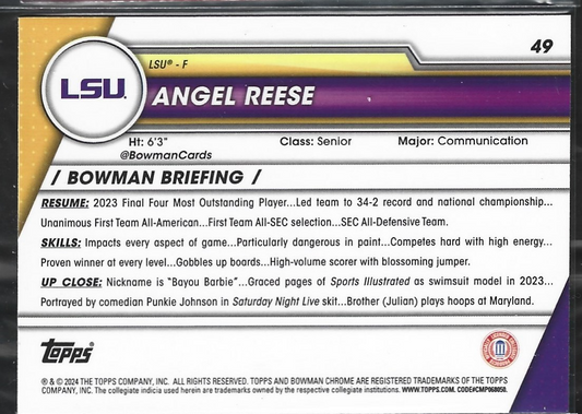 Angel Reese 1st Bowman LSU