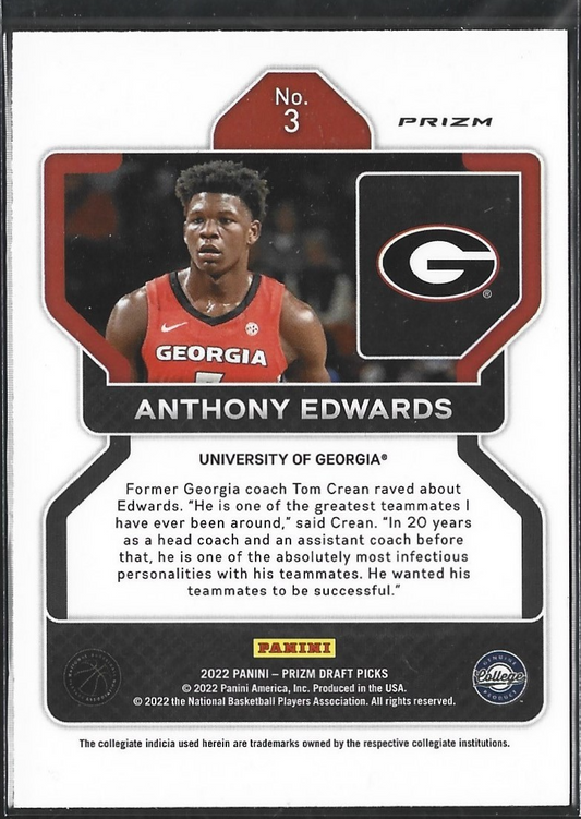 Anthony Edwards Prizm Draft Picks Blue Disco
