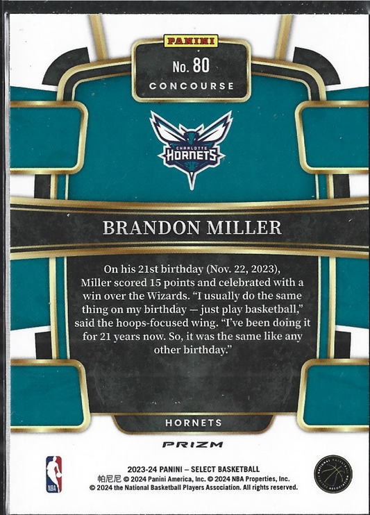 Brandon Miller Select Concourse Silver