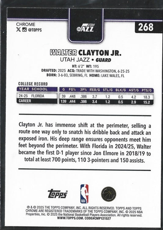 Walter Clayton Jr. Topps Chrome Silverwave Refractor