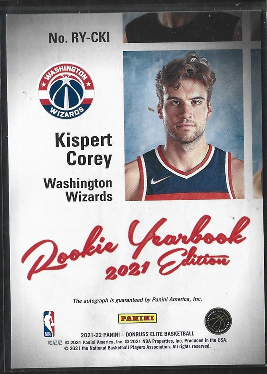 Corey Kispert Rookie Yearbook Auto