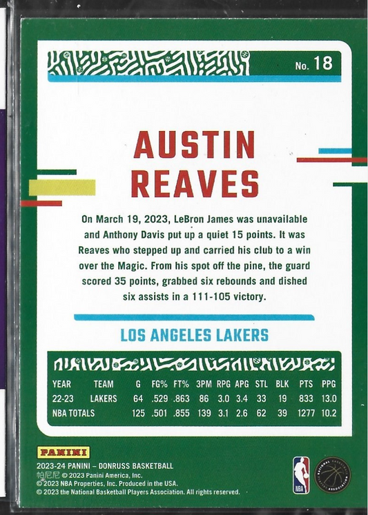 Austin Reaves Donruss Hyper Red
