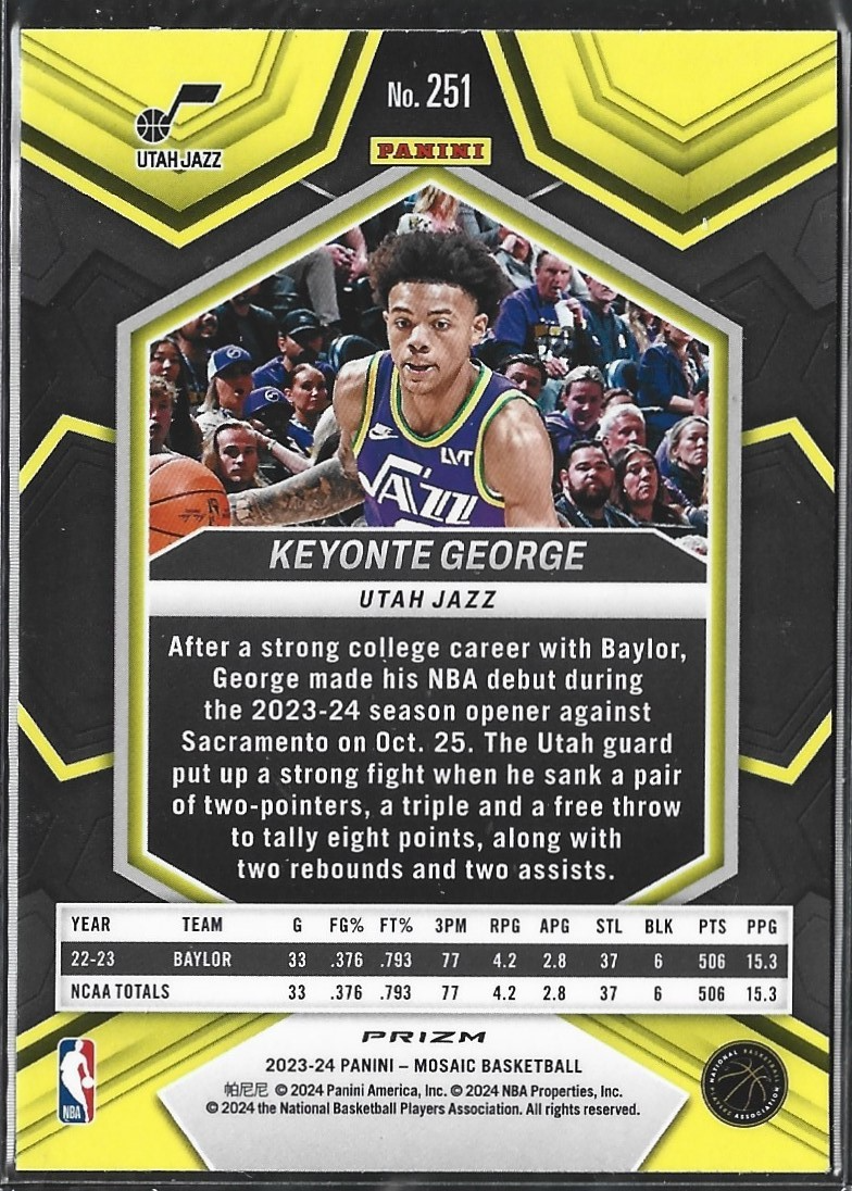 Keyonte George NBA Debut Silver Mosaic