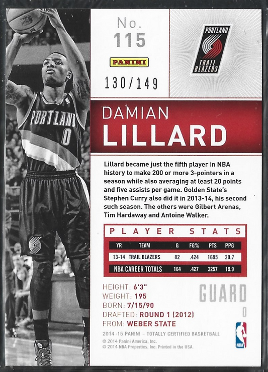 Damian Lillard Totally Certified Blue /149