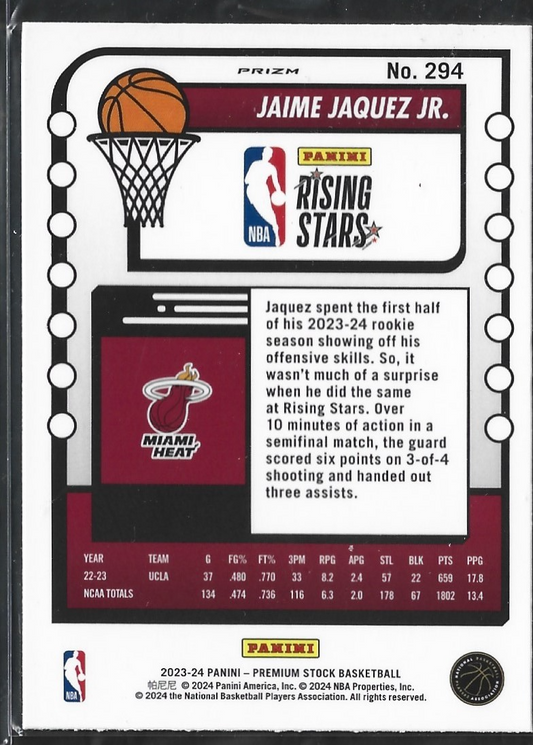Jaime Jaquez Jr. Hoops Premium Rising Stars Silver