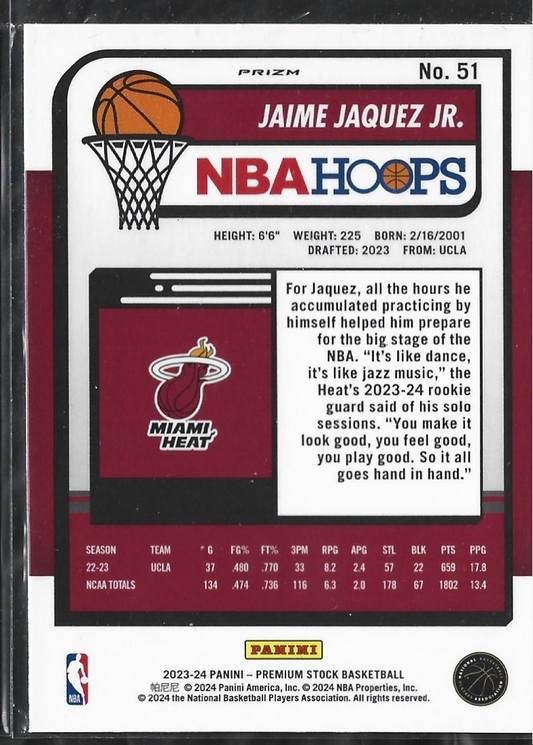 Jaime Jaquez Jr. Hoops Premium Silver