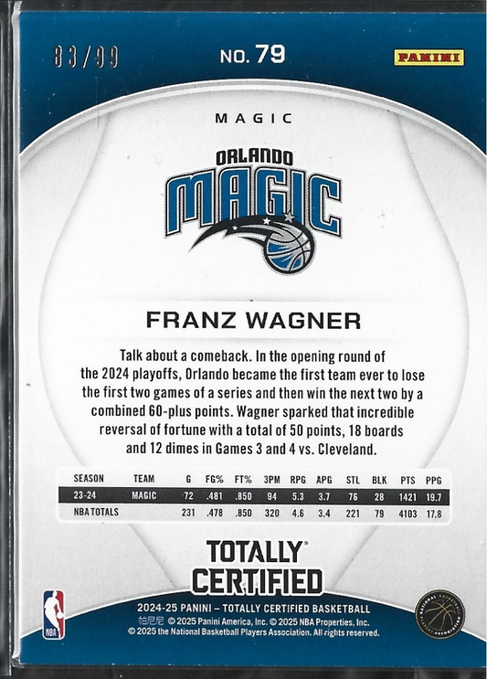 Franz Wagner Totally Certified Blue /99