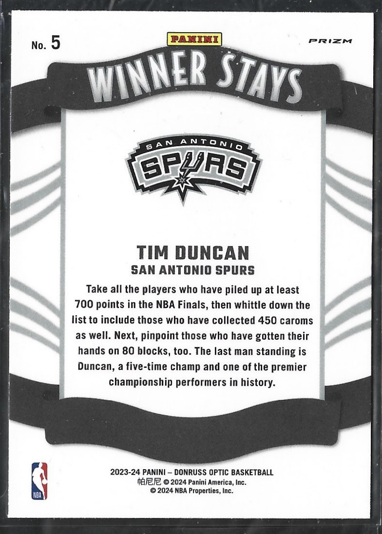 Tim Duncan Winner Stays Silver