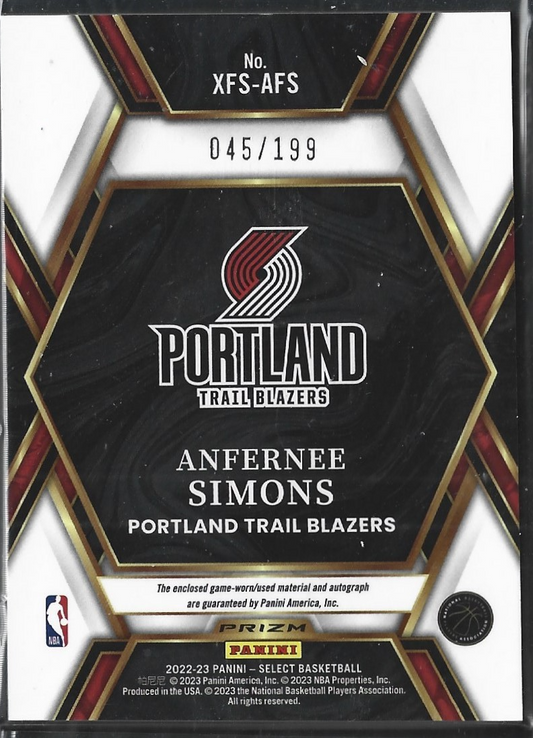 Anfernee Simons X Factor Memorabilia Signatures /199