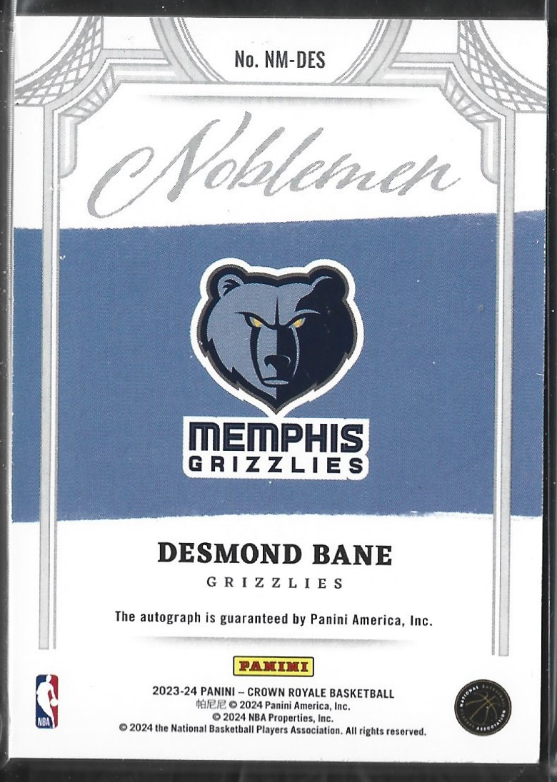 Desmond Bane Noblemen Gold Auto /10