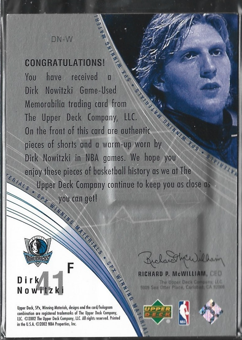 Dirk Nowitzki Winning Materials Game Used
