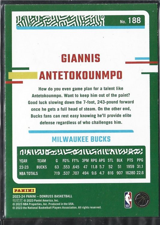 Giannis Antetokounmpo Donruss Green Laser