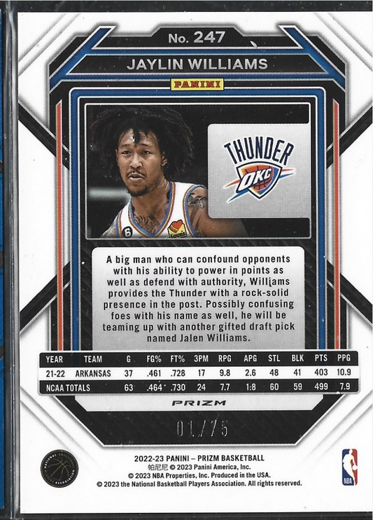 Jaylin Williams Prizm Purple Disco /75