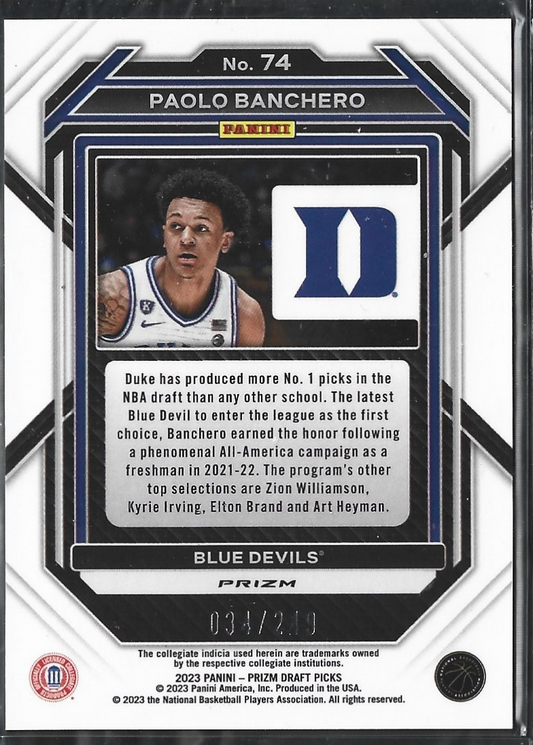 Paolo Banchero Prizm Draft Class Blue Wave /249