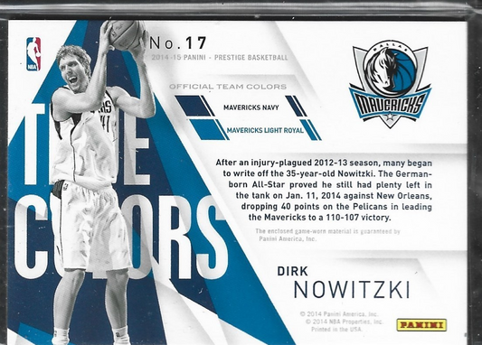 Dirk Nowitzki True Colors Game Used /199