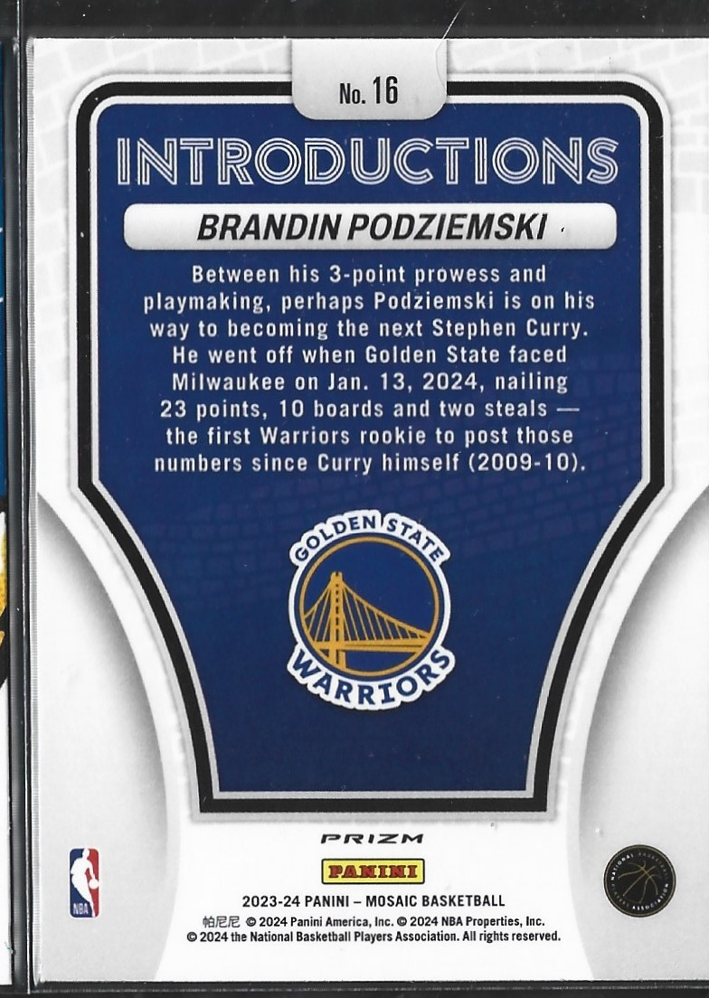 Brandin Podziemski Introductions Silver Mosaic
