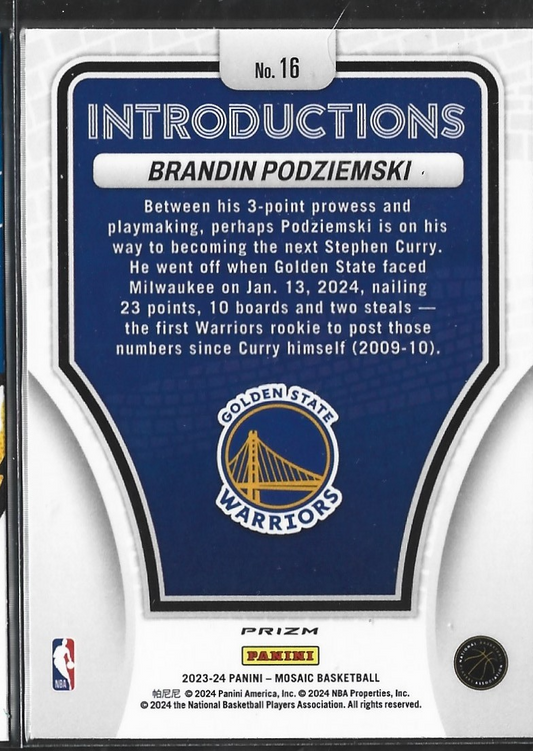 Brandin Podziemski Introductions Silver Mosaic