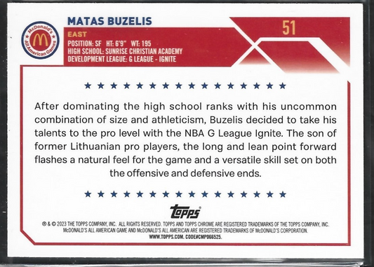 Matas Buzelis Topps Raywave Refractor