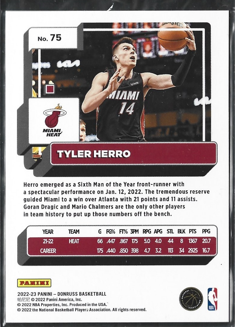 Tyler Herro Donruss Blue Laser /25