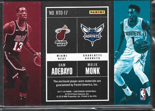 Bam Adebayo & Malik Monk Rookie Dual Ticket Game-Used