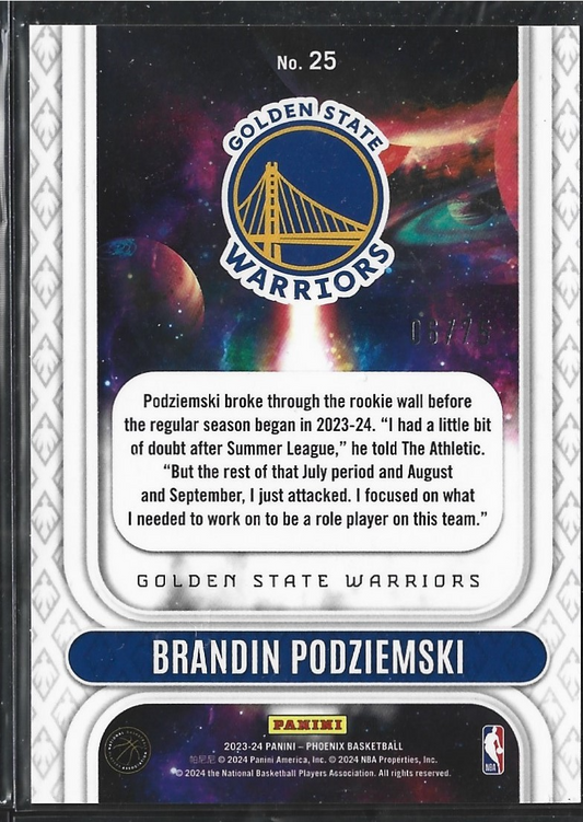 Brandin Podziemski Rookie Rising Purple /75