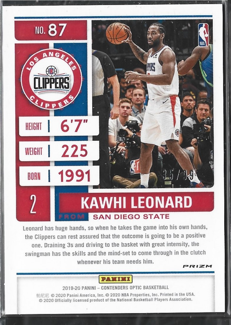 Kawhi Leonard Season Ticket Blue /99