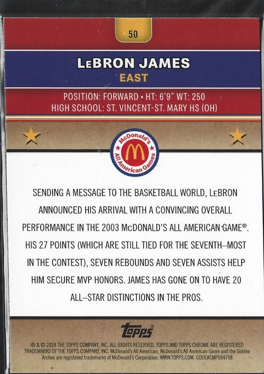Lebron James Topps McDonald's All-American Chrome McFlurry
