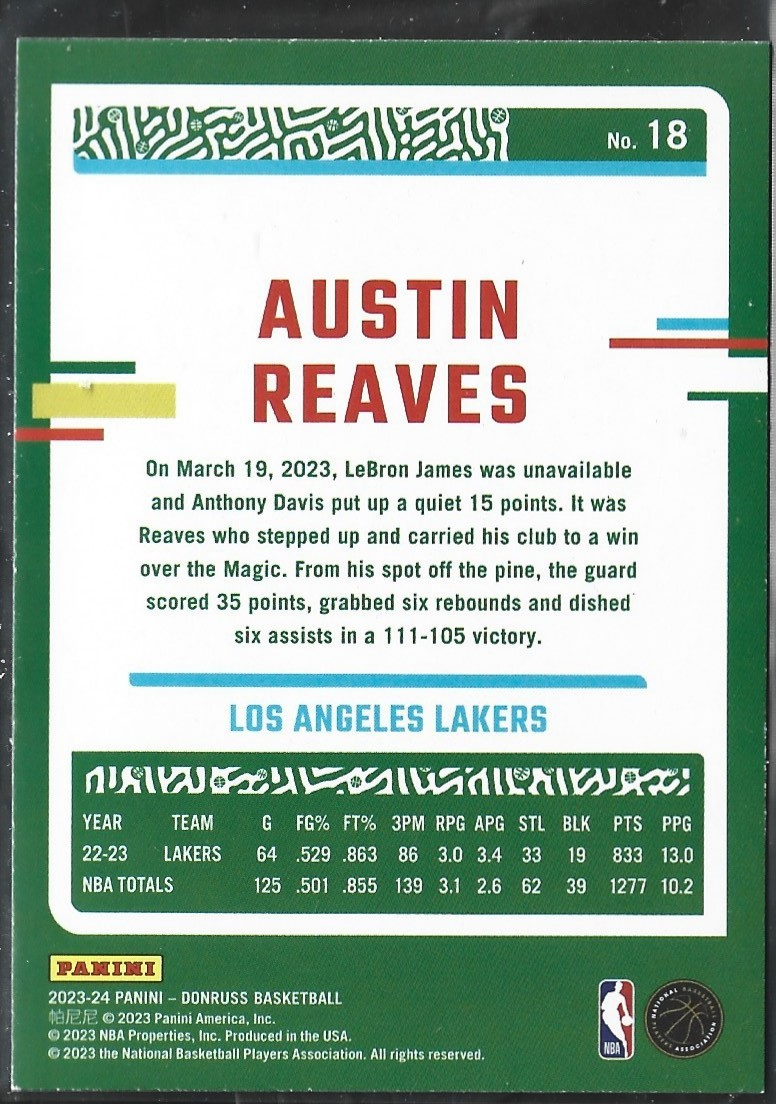 Austin Reaves Donruss Red Fireworks /88