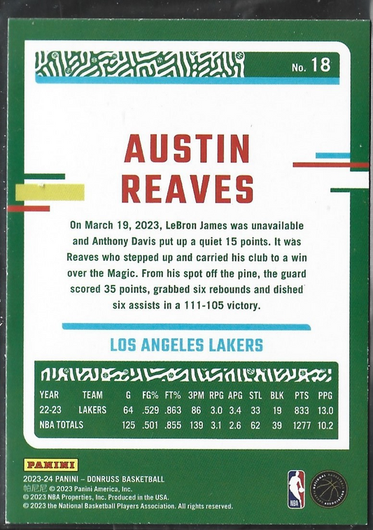 Austin Reaves Donruss Red Fireworks /88
