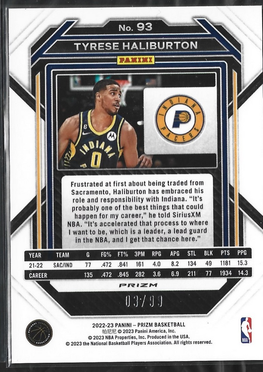 Tyrese Haliburton Prizm Purple /99