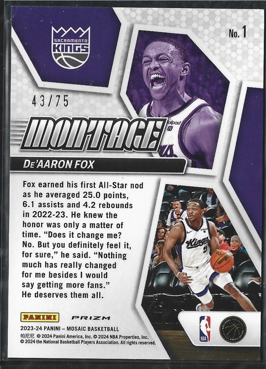 De'Aaron Fox Montage Green /75