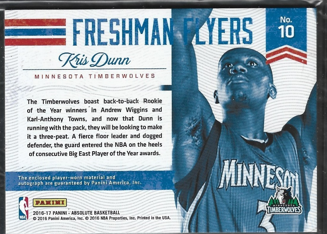 Kriss Dunn Freshman Flyers RC Game Used Auto /75