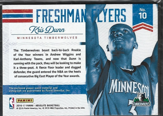 Kriss Dunn Freshman Flyers RC Game Used Auto /75