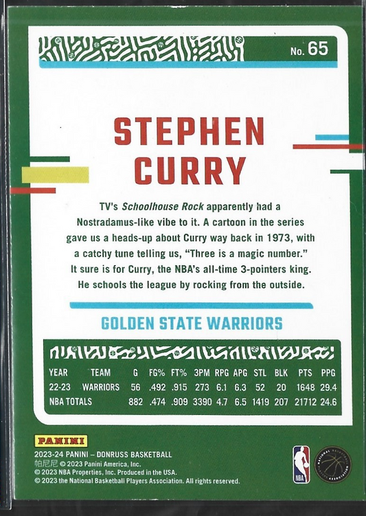 Stephen Curry Donruss Green Laser