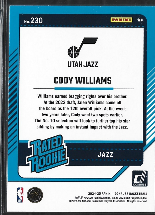 Cody Williams Donruss Purple Laser