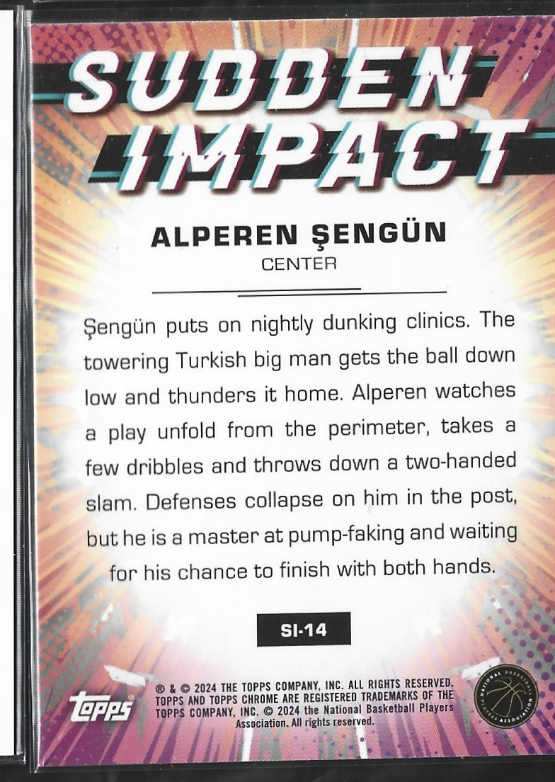 Alperen Sengun Topps Chrome Sudden Impact