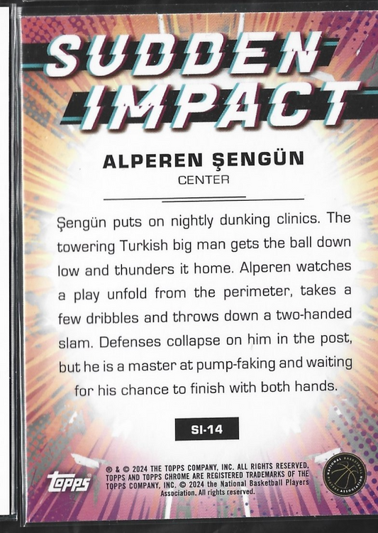 Alperen Sengun Topps Chrome Sudden Impact