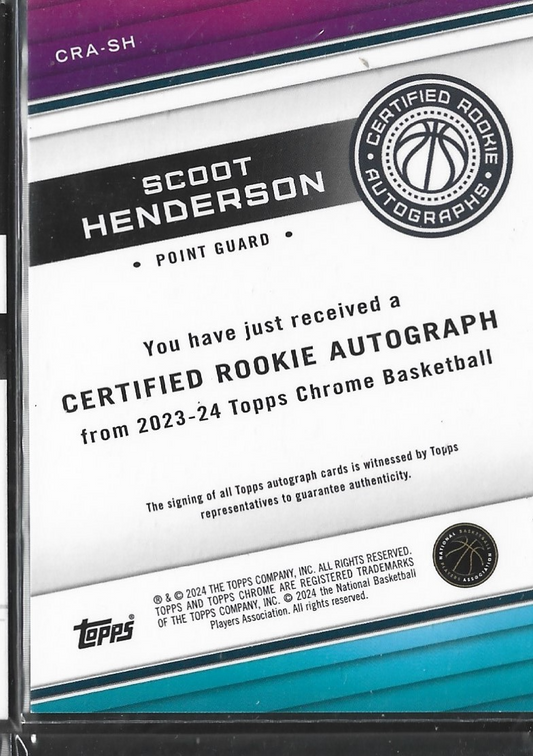 Scoot Henderson Topps Chrome Auto