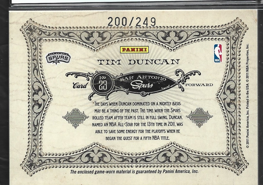 Tim Duncan Gold Crowns Game-used /249