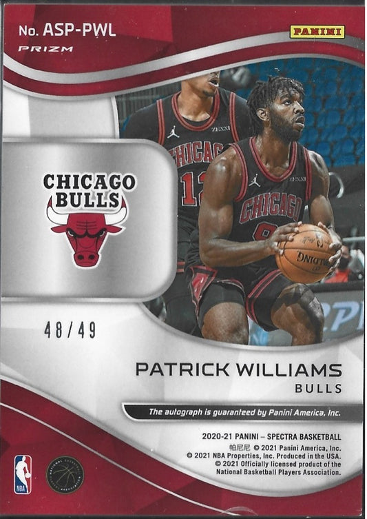Patrick Williams Rookie Spectra Aspiring Autograph /49
