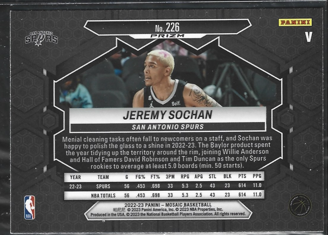 Jeremy Sochan Mosaic RC Variation Fastbreak Disco