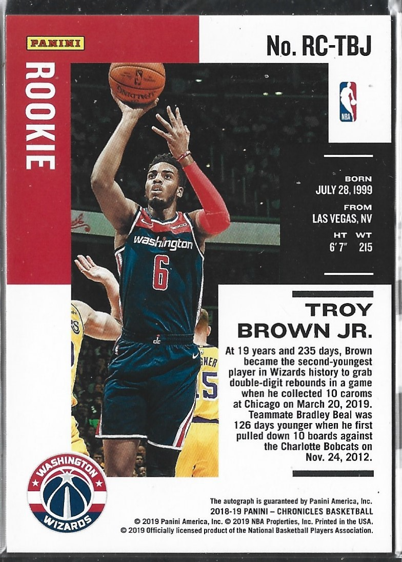 Troy Brown Jr. Chronicles RC Auto /75