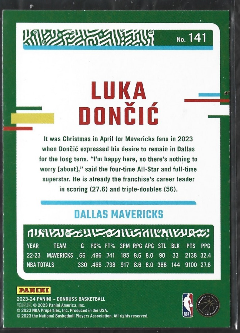 Luka Doncic Donruss Green Laser